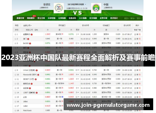 2023亚洲杯中国队最新赛程全面解析及赛事前瞻